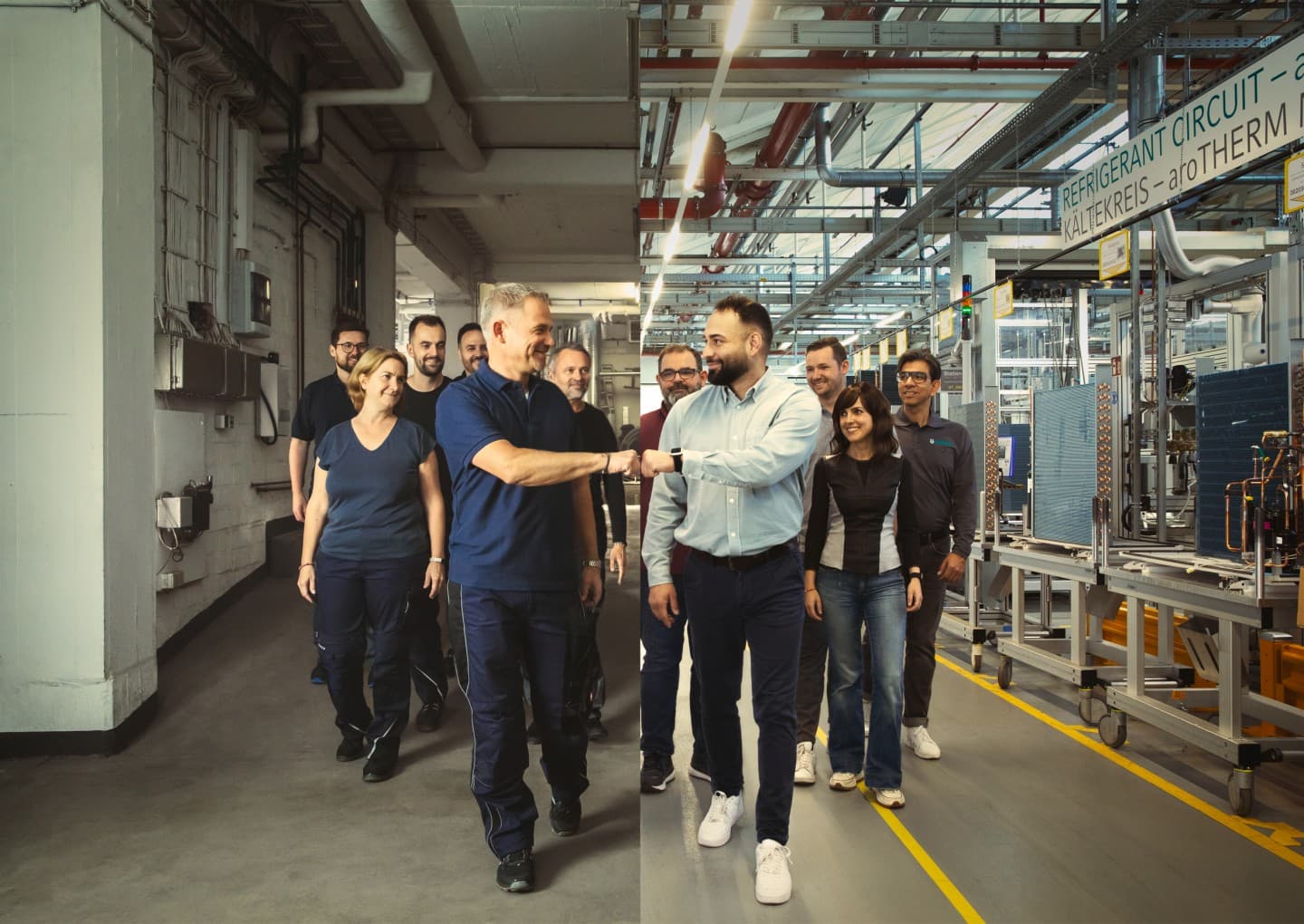 Partner og Vaillant-medarbejder giver hinanden en hilsen