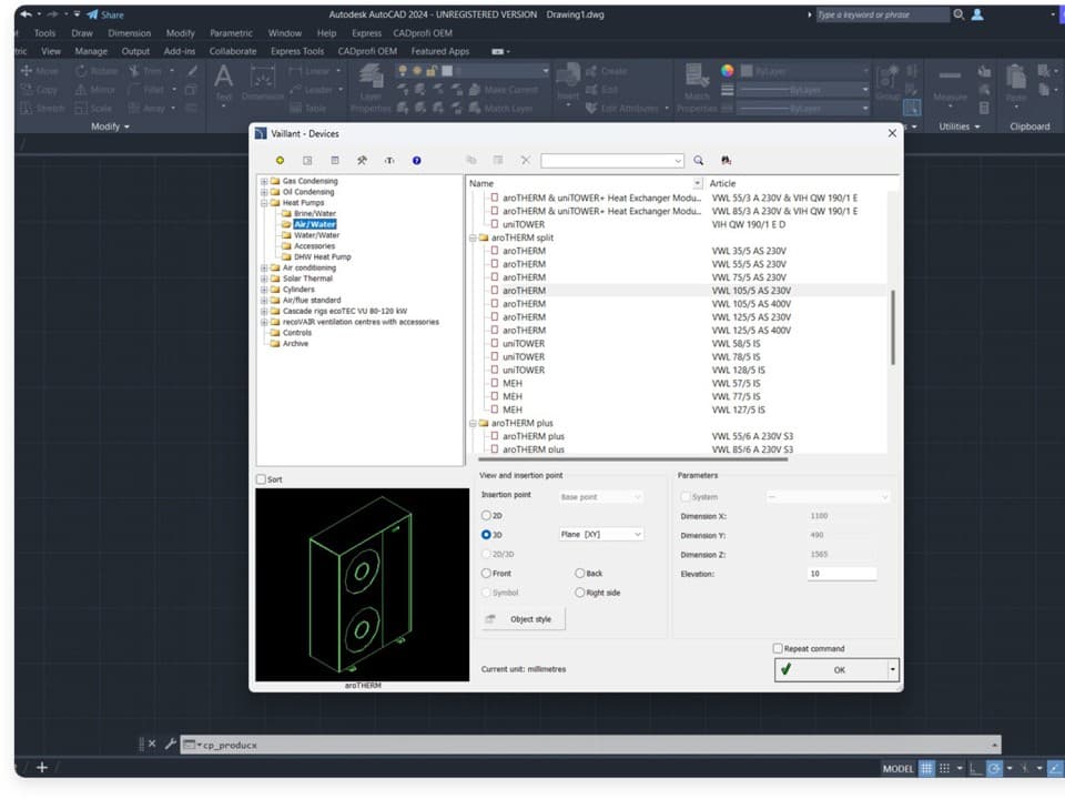 CAD-bibliotek Vaillant
